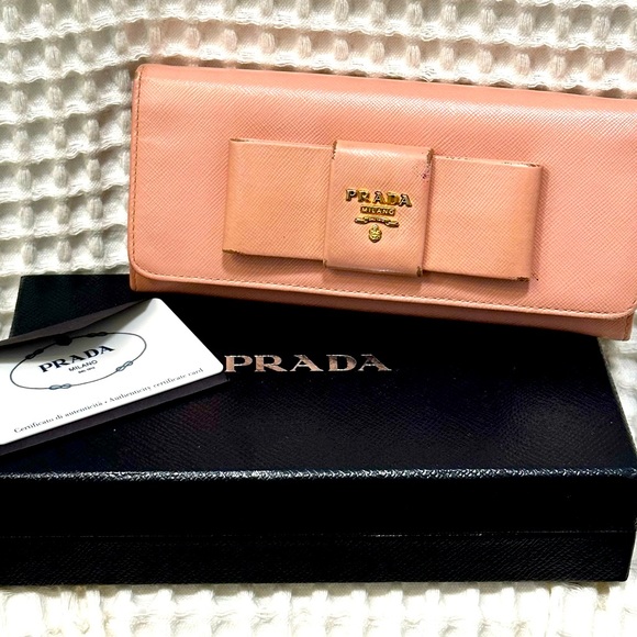 Prada Double Snap Long Wallet with Bow - Picture 1 of 15